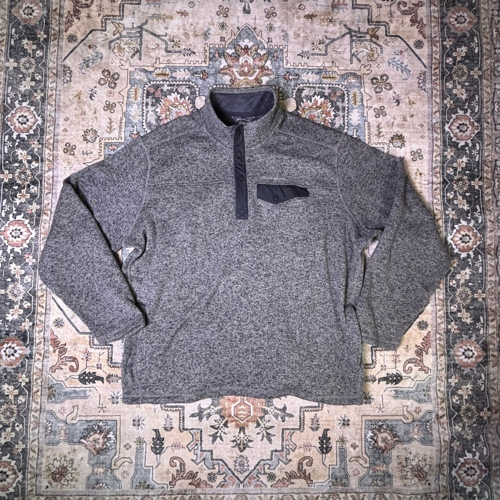 Eddie Bauer Mens 2XL Gray Marl Quarter Snap Fleece Pullover Fall Gorp Sweater